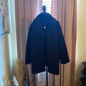 H&M Faux Fur Black Teddy Coat. Size Small